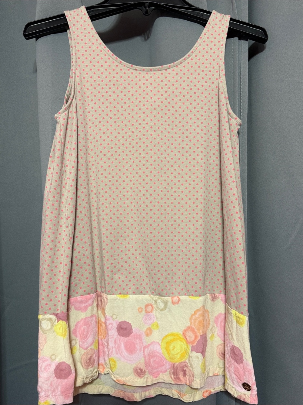 Girls' Cream & Pink Floral Tank Dress - Unbranded
